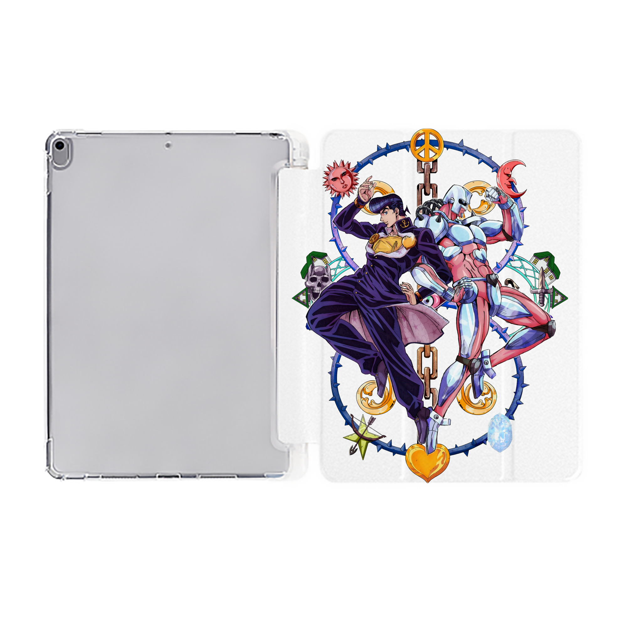 （画像用） ジョジョの奇妙な冒険 ひがしかた じょうすけ JoJo's Bizarre Adventure Higashikata Josuke IPad ケース ペン収納付き 三つ折りスタンド PUレザー×シリコン 対応機種9.5/10.5/10.9インチ